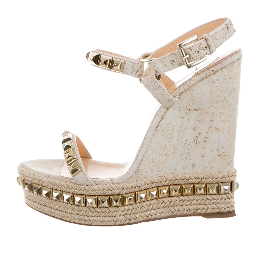 Christian Louboutin Cataclou 140 embellished cork wedge sandals, 39